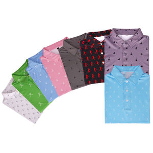 เสื้อกอล์ฟของผู้ชายสำหรับฤดูร้อนเสื้อ100% โพลีเอสเตอร์สีทึบพิมพ์ลายแบบกำหนดเองแขนสั้นสำหรับเสื้อยืดแห้งเร็ว - Product Image 4