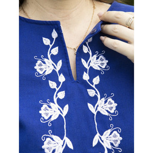 Mini blusa de estilo bohemio azul real ucraniano para mujer, Top tejido bordado para mujer en talla grande, informal para fiesta - Product Image 3