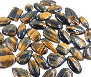 2025 hecho a mano Natural Multi Ojo de tigre cabujón colección de piedras preciosas sueltas tamaño de forma mixta Material de cristal lote al por mayor - Product Image 4