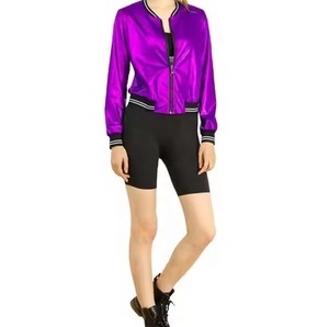 Sublimación Impreso Mujeres Alta Calidad Mejor Precio Bomber Shine Última Elegante Personalizada Recortada Tallas grandes Chaqueta de moda para mujer - Product Image 1