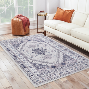 Alfombra Lavable Floral Beige Netline Home KELIM2001 Moderna Antideslizante Lavable a Máquina - Product Image 2