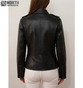 Hot Selling Fashion Casual <b>Hip</b> Hop Winter Women Breathable Leather Jacket Women Fashionable Leather Jacket Custom Leather Jacket - Product Image 2