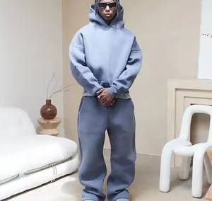 Chándal con logotipo personalizado 100% algodón para hombres y mujeres, ropa de calle Unisex, conjunto de Sudadera con capucha y Jogger, ropa deportiva cómoda - Product Image 4