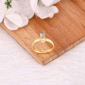 Apatite CZ Gemstone Bague de créateur en argent sterling massif 925 plaqué or jaune Cadeau pour elle Bijoux faits main Bagues ajustables - Product Image 6