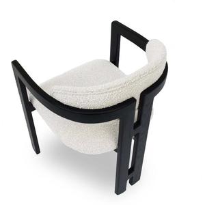 <b>Retro</b> Boucle Upholstered Hotel <b>Chair</b> Modern <b>Dining</b> Side <b>Chair</b> Black Frame Leisure Room Furniture - Product Image 3