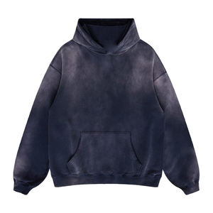 Sudadera con capucha recortada lavada con ácido desgastado Vintage para hombre de calidad superior, ropa de calle holgada con técnicas bordadas para invierno - Product Image 1