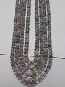 Cuentas de Piedra de Amatista Verde Rosa Natural Talladas Suaves de Alta Calidad M.Y.GEMS, Forma de Calabaza/Melon, 8mm-14mm, para Joyería - Product Image 3