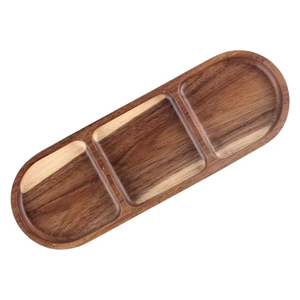 Plato para servir de madera de mango profundo largo Natural con asa, tabla segura para alimentos, plato de queso, cena, desayuno, plato de aperitivos, novedad - Product Image 3