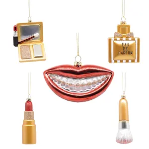 Luxuriöse Weihnachts Make-up und Glamour Geschenke Glas und Kunststoff geblasen Ornamente für Weihnachts baum Parfüm Flasche