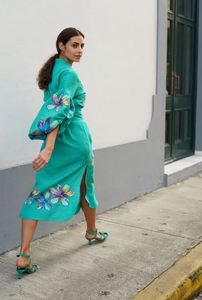 2026 New Boho Maxi Dress Vintage Heavy Embroidery Work <b>Balloon</b> Puff Long Sleeve Ukrainian Wrap Maxi Vyshyvanka Linen Dress - Product Image 6