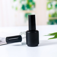 Vente en gros de flacons de vernis à ongles en verre noir mat de 15 ml, vides, style CND, pour vernis gel UV