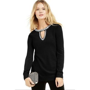 INC International Concepts Maglione da donna con decorazioni a forma di chiave, nero, taglia piccola, moda invernale - Product Image 1