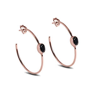 Compre Pendientes de Plata de Ley 925 de Primera Calidad para Mujeres y Niñas, Pendientes de Aro con Oro de 18K y Ónix, Estilo Gota de Agua - Product Image 1