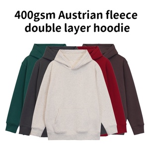 Heavyweight Custom Dtg Print 400gsm Pullover Hoodies Sweatshirt UInisex No <b>String</b> 100% Cotton Fleece Oversized Blank Hoodies - Product Image 4