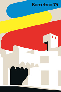 Hecho en Alemania-Cuadro de lienzo para decoración del hogar Retro Barcelona-Mural de pintura de pared en colorido y crema-Arte de marco de Camilla - Product Image 5