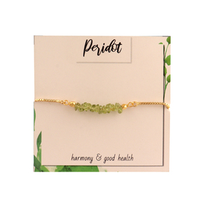 กำไลหินธรรมชาติ Peridot & Cz,กำไลข้อมือหินปรับได้กล่องชุบทองสร้อยข้อมือตัวเลื่อนโซ่ - Product Image 3