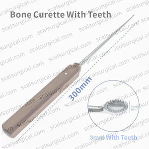 Cuillère à os Curette à os avec manche en bois Insutrument chirurgical orthopédique en acier inoxydable - Product Image 3