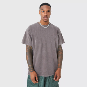 Nouveaux t-shirts délavés à l'acide à manches courtes de taille adulte à la mode pour hommes t-shirts délavés à l'acide de couleur personnalisée - Product Image 1