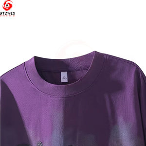 High Quality Wholesale Custom 100% Cotton Spring Oversized Distressed Embroidery Patch Applique <b>Shirts</b> - Product Image 3