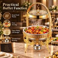 Chauffe-plat suspendu de luxe en acier inoxydable doré 9L pour buffet, idéal pour hôtels, restaurants et banquets de mariage