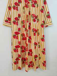 Vestido Largo Casual de Verano con Estampado Floral, Cuello en V y Manga Larga, 100% Algodón |   Ligero, Transpirable, Elegante y Cómodo - Product Image 4