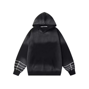 ออกแบบโลโก้ตามสั่ง เสื้อฮู้ดดี้ผู้ชายทรงโอเวอร์ไซส์ ผ้าฝ้าย 100% คุณภาพสูง สไตล์วินเทจ สตรีทแวร์ ลายพิมพ์ดิจิตอลแบบแอซิดวอช สำหรับฤดูหนาว ชุด 2 ชิ้น - Product Image 2