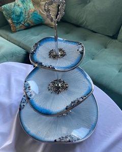 STAND DISPLAY HANDMADE DIY 3 Tier Round Shape Fruit Tray Epoxy <b>Mold</b> Tea Tray Table <b>Silicone</b> <b>Mold</b> for Resin Arts - Product Image 4