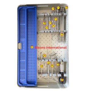 Juego de Instrumentos de Placa de Bloqueo Manual de Acero Inoxidable BISONS de 2.4 mm para Cirugía Ortopédica con Brocas y Guías - Product Image 1