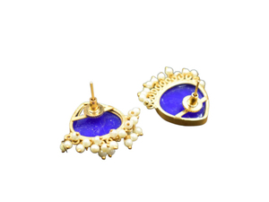 Pendientes de Botón de Piedra Chapados en Oro Pintados a Mano, Joyería de Moda de Nueva Colección en Oferta para Niñas y Mujeres - Product Image 5