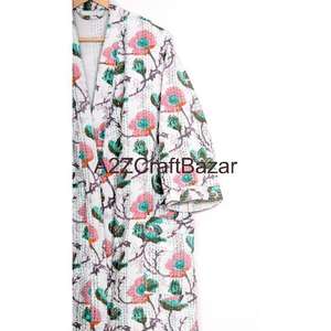 Bata de Mujer de Lujo, Tejida a Mano, con Cuello en V, Cordón Ajustable, Manga Larga Tres Cuartos, 100% Algodón, Suave y Lisa, para Invierno/Otoño - Product Image 4