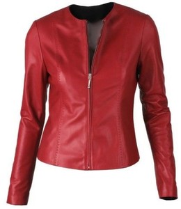 Chaqueta de cuero genuino personalizada de moda de alta calidad invierno nuevo cuello alto clásico ajustado ropa de mujer para damas - Product Image 4
