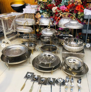 จานอุ่นอาหารสแตนเลสสีเงินมันวาวสำหรับ5L โรงแรมจานเสิร์ฟหรูหราปรับแต่งจานอุ่นอาหารแฟนซี - Product Image 1