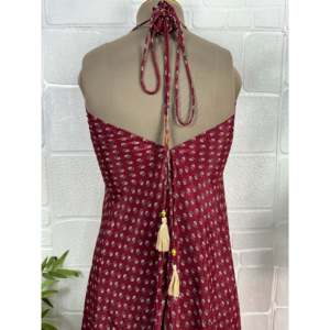 Vestido Maxi Halter Floral Hecho a Mano Estilo Boho Vintage en Tela de Chifón - Product Image 6