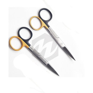 Tijeras de disección operativas de acero inoxidable de alta calidad, instrumentos médicos manuales de potencia con revestimiento negro dorado curvo recto - Product Image 3
