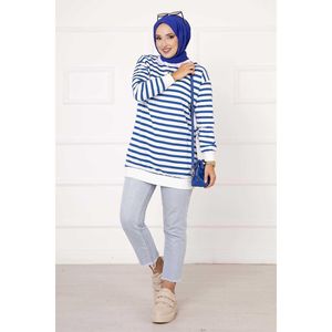 Sudadera con capucha y rayas índigo para mujer - Product Image 5
