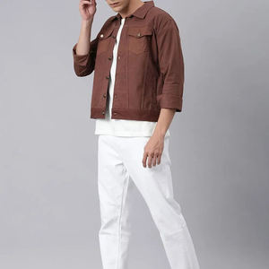 Nuevas llegadas Precio bajo Traje de moda Hombres Jeans Chaqueta Tela cómoda Más vendidos Algodón Hecho Hombres Chaquetas de mezclilla - Product Image 4