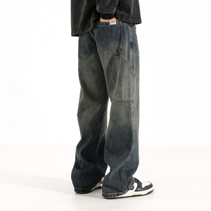 กางเกงยีนส์วินเทจซักได้สำหรับผู้ชายดีไซน์ใหม่สไตล์ฮิปฮอปไฮสตรีทยีนส์กันน้ำฤดูใบไม้ผลิพร้อมโลโก้ออกแบบได้ตามต้องการ - Product Image 5
