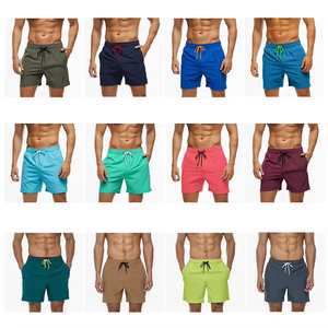 Pantalones Cortos de Playa para Hombre, Casuales, Deportivos, de Algodón Transpirable, con Cordón Ajustable, Cintura Media, Logotipo Frontal, Secado Rápido, 15 Colores Sólidos - Product Image 5