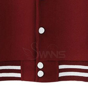 Men's Maroon Varsity <b>Jacket</b> with <b>White</b> Sleeve and Embroidered Logo Preppy Style Regular Fit Autumn Wear - Product Image 5