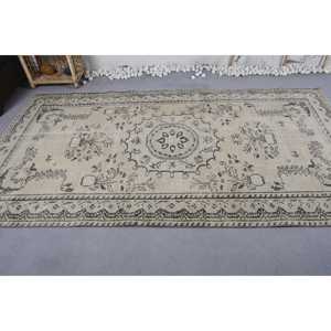 Tapis turc Vintage Beige traditionnel 5.1X9.2 pieds Patchwork Design laine Viscose matériel Latex support pour entrée chevet - Product Image 3