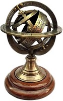 Globe terrestre suspendu Art Déco en laiton antique, carte du monde vintage, ornement décoratif de bureau, objet de collection pour la maison et les mariages