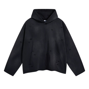 Sweat à capuche de style vintage en détresse personnalisé mode Streetwear doux et confortable 100% coton respirant hommes sweats à capuche en détresse - Product Image 3