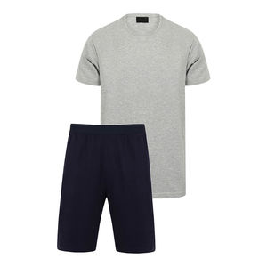 Ensemble d'été en coton à la mode pour hommes avec chemises et shorts pour hommes de grande taille Ensemble deux pièces de shorts unis et de t-shirts - Product Image 1
