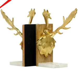 Elegant <b>Book</b> <b>Design</b> Golden Finished Bookends for Home Living Room - Product Image 3