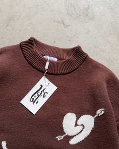 OEM & ODM Pull-over en jacquard surdimensionné en maille de mohair respirant pour hommes, pull-over col rond et pelucheux pour l'hiver personnalisé pour hommes - Product Image 2