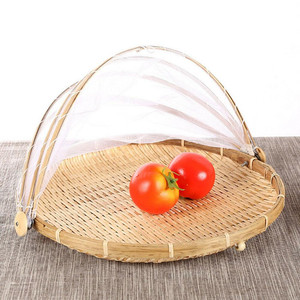 Cubierta para Alimentos Elástica Cuadrada de Malla Simple, Bandeja de Servir, Cesta de Bambú para Escurrir, Ecológica, Color Personalizado, Plegable para Almacenamiento - Product Image 4