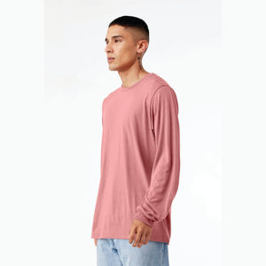 Camiseta de manga larga de Triblend Unisex, Camisa de algodón 50% rayón 25% de poliéster 25% Airlume peinado y anillo, malva única de 3,8 oz - Product Image 2