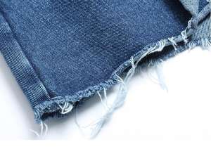 Custom Summer Breathable Quick Dry Zipper Fly Casual Denim Ripped <b>Women's</b> Shorts Knee Length - Product Image 6