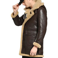 Blouson bombardier personnalisé pour hommes en cuir de mouton blouson en cuir de mouton hommes aviateur doublé de fourrure manteaux en cuir de mouton personnalisés