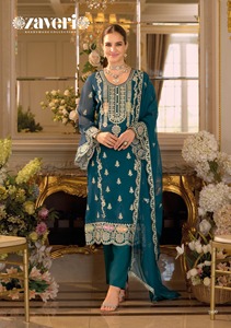 Desgaste ocasional Organza con bordado Traje Salwar Mujer Fabricante de moda de la India a la tarifa más baja - Product Image 3